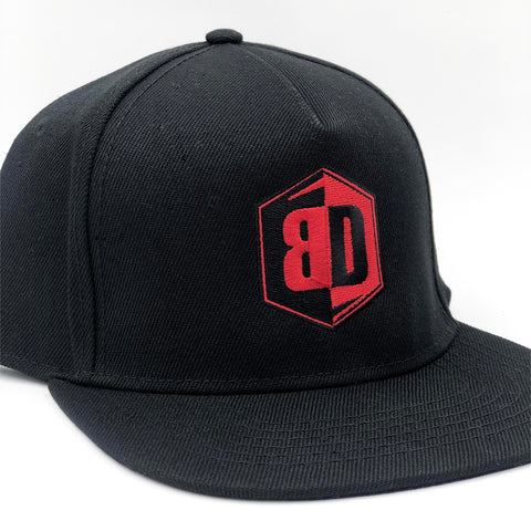 NEW Premium Puff Embroidered Snapback - Red / Black Logo